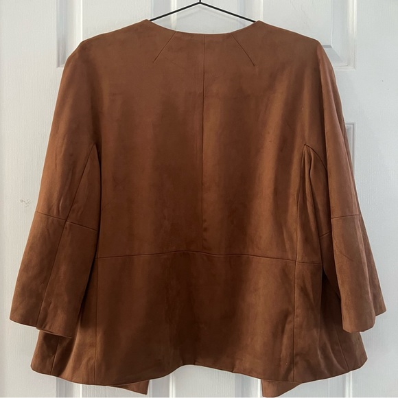 Chico’s Brown Faux Suede Open Front Jacket - Picture 2 of 8